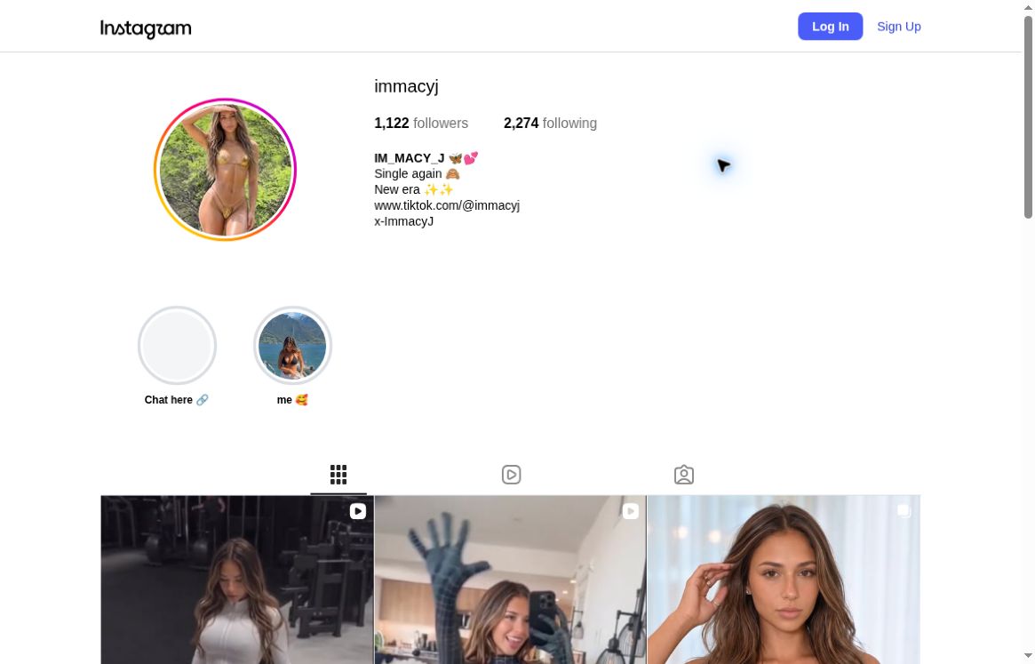 Public Instagram profile snapshot for @immacyj